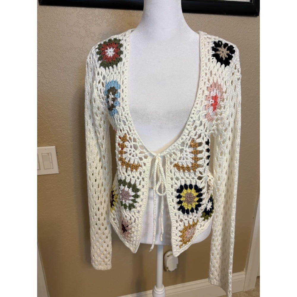 Debut Granny Square Crochet Cardigan, Large Boho Chic
